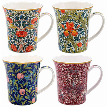 Boxed William Morris Floral 4 Mug Gift Set